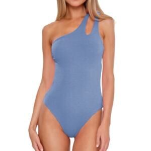 BECCA BY REBECCA VIRTUE Violet Asymmetrical One Piece Swimsuit L